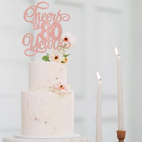 Miniatura 4 de 1 pieza de decoración para pastel de 80 años con purpurina para pastel de 80 años, 80 cumpleaños, decoración fabulosa para tartas para feliz