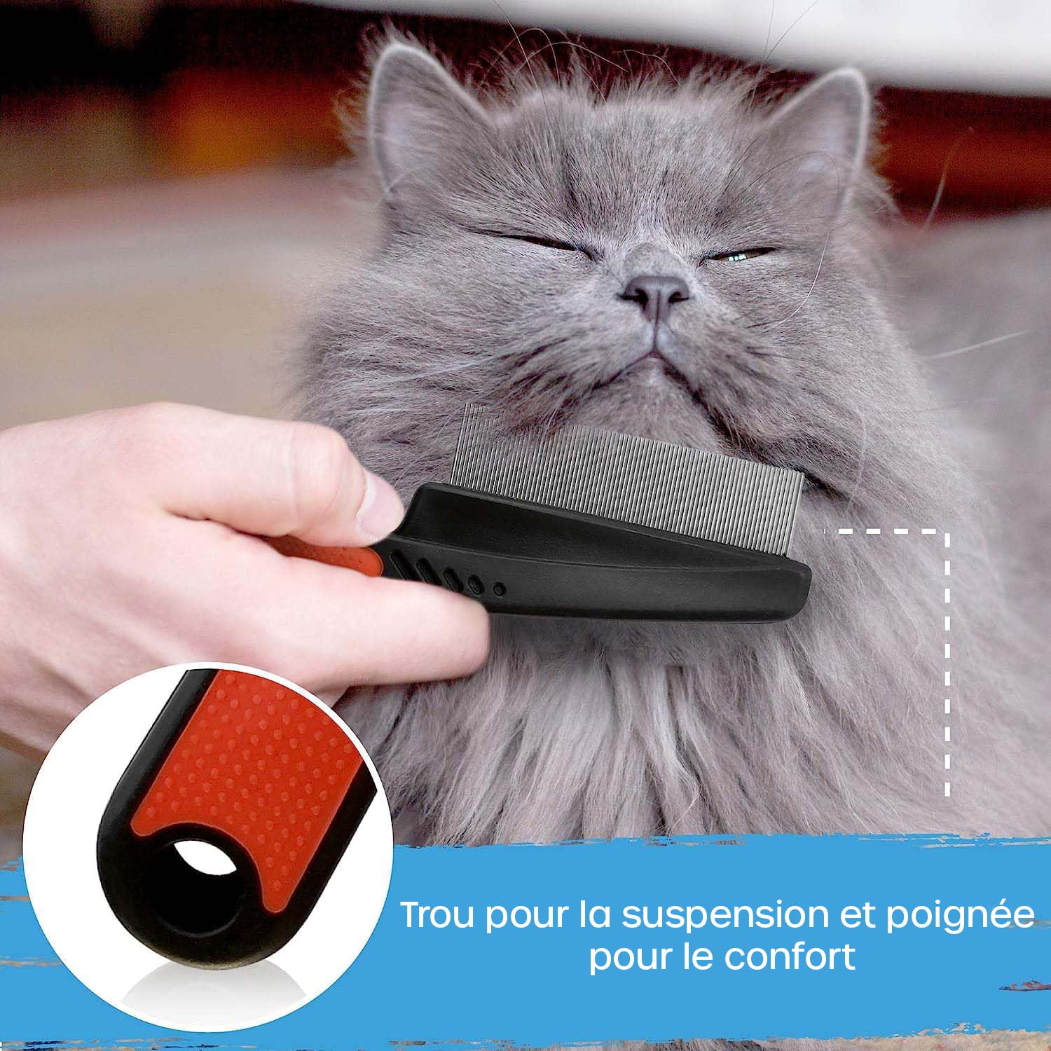 volila Peigne Anti Puces Chien - Peigne Anti Puces pour Chat 15 cm - Dents Fines pour Protéger Votre Animal des Puces & Tiques - Peigne Chat Technologie Douce & Sûre