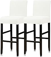 Vista 18 de Lellen Juego de 2 fundas para taburetes de bar, fundas elásticas y lavables para asientos de taburetes de bar, fundas extraíbles para sillas de bar