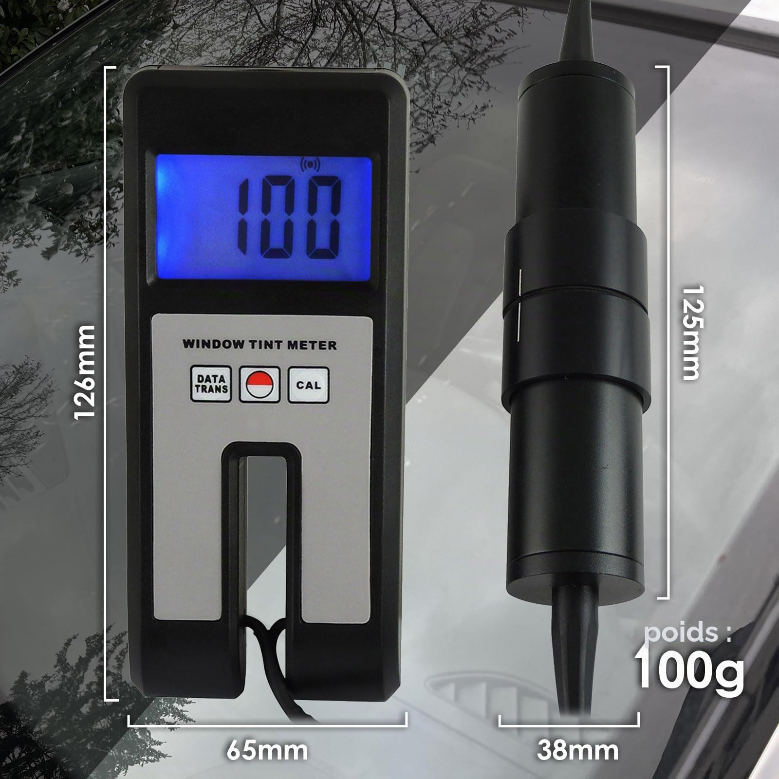 Testeur De Teinte De Vitre De Voiture NuméRique Testeur Solaire Portable Testeur De Transmission De LumièRe Visuelle Testeur De Verre Filmé Testeur De Rejet Uv Ir Testeur De Spectre