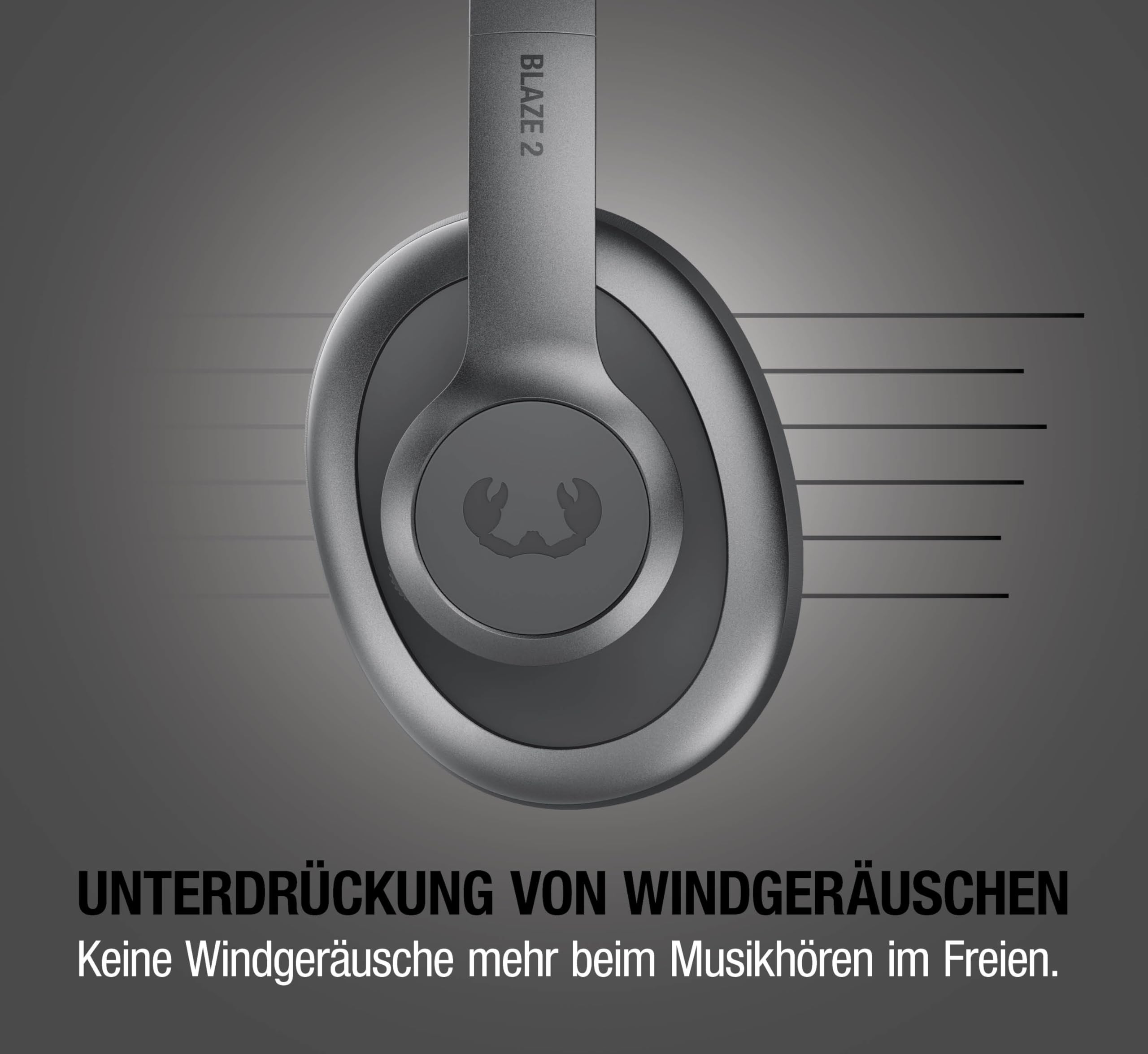 Fresh 'n Rebel Clam Blaze 2, Kabellose Over-Ear-Kopfhörer, 80 Std. Akkulaufzeit, Bluetooth 5.3, My Sound App, Mikrofone für klare Anrufe, Klappbar, Klickbare Tasten, Schnellladen (Storm Grey)