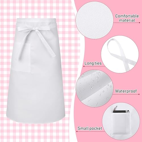 Miniatura 3 de SATINIOR Delantal blanco de medio bistró con lentes de sol para disfraz, delantal blanco con lentes rojos, ojo de gato, lentes nerd, marco de gafas