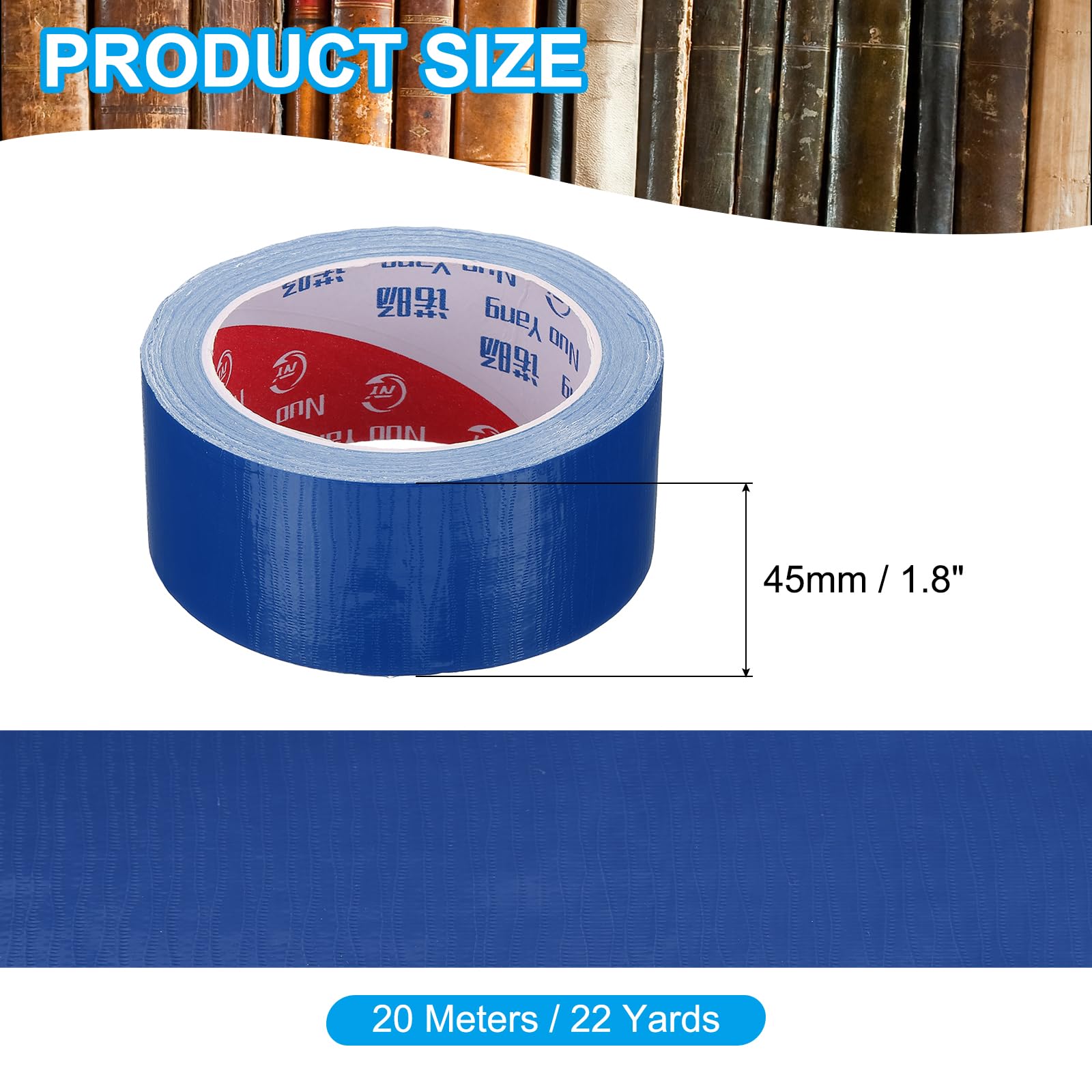 PATIKIL Nastro per Rilegatura 1.8"x0.007", 22 Iarde Nastro per Riparazione Rilegatura Tessuto, Nastro per Rilegatura Autoadesivo per Riparare Vecchi Libri, Blu