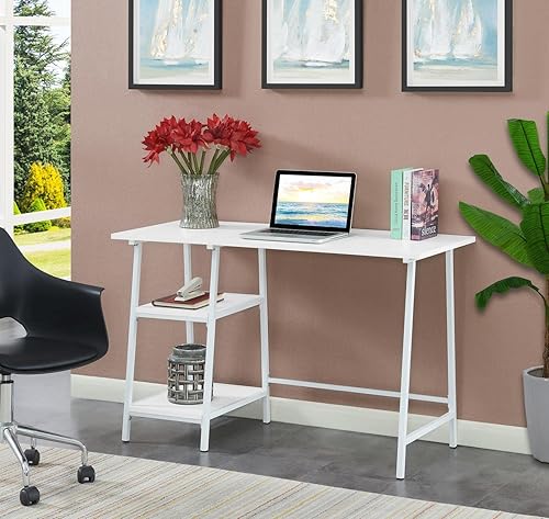 Miniatura 2 de Convenience Concepts Designs2Go - Escritorio de metal de madera con caballete, color blanco