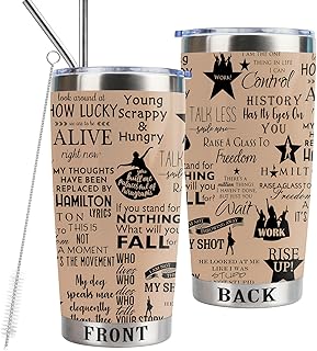 Hamil-ton Gifts Broadway Musical 20oz Stainless Steel Tumbler with Lid and Straw Musical Broadway Fan Gift Musical Inspired Gift for Women Girl (Hamil-ton)