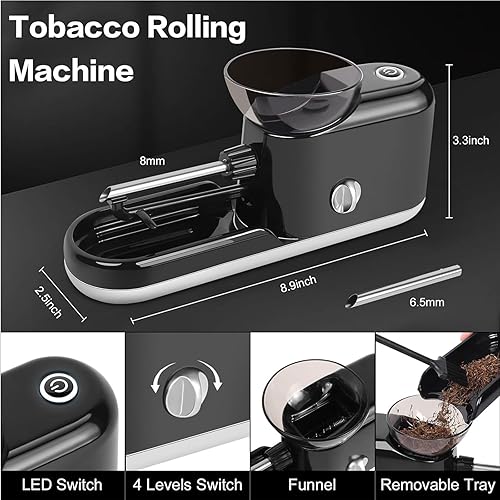 Miniatura 4 de Máquina de laminación de cigarrillos, inyector automático eléctrico, adecuado para tubo de papel de cigarrillo de tamaño de diámetro de 8 y 0.256 in