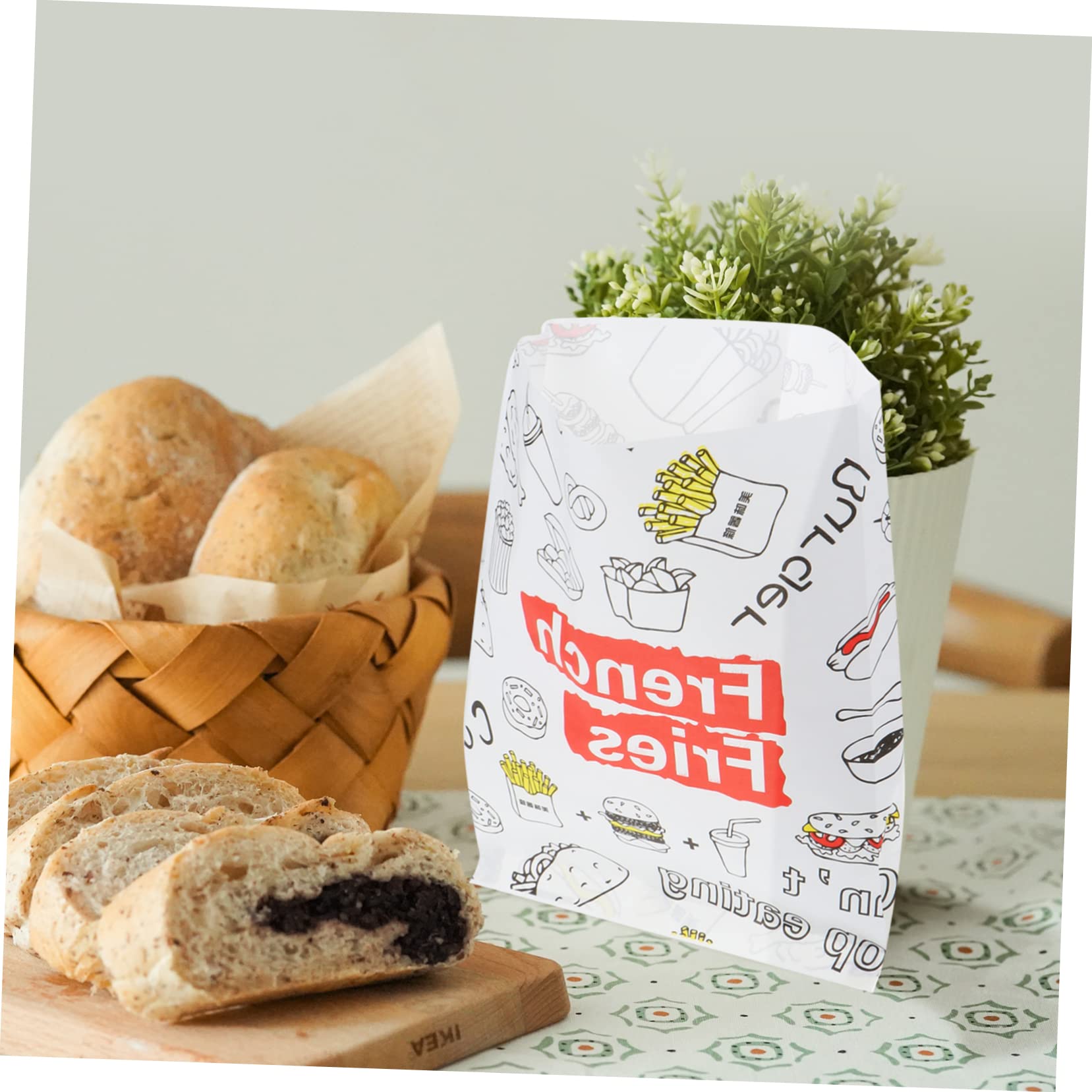 Einweg Papiertüten für Snacks 300 Stück Lebensmittelsicher Kraftpapier für Pommes Frites und Hähnchenflügel Praktische Snackverpackung