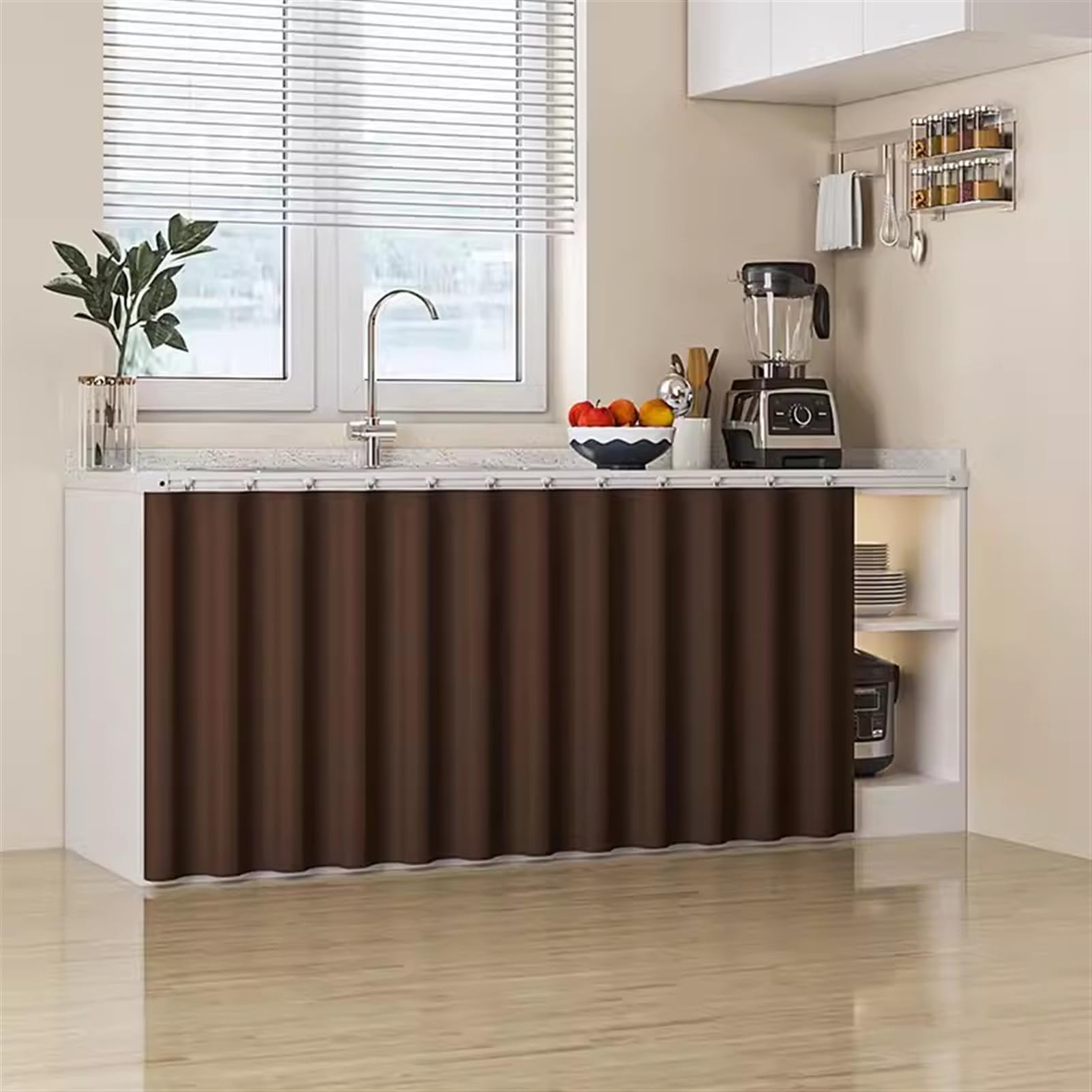 Heavyoff Cortinas Opacas, Cortinas Dormitorio Cortas Cortinas y Visillos para Café Baño Habitación Terraza Marrón, 120x80cm