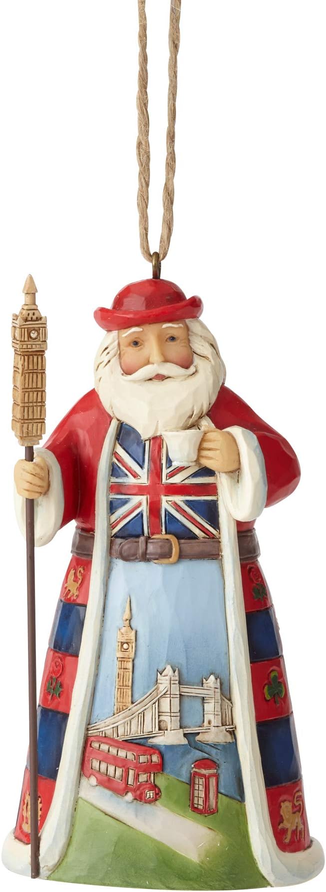 Jim Shore Heartwood Creek British Santa Hanging Ornament, 4.5", Multicolor