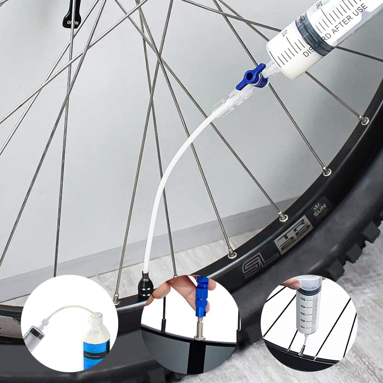 Kit Seringue Mastic Tubeless 60 Ml – Injecteur Avec Outil De Retrait De Valve Presta, Pour Réparation Vélo