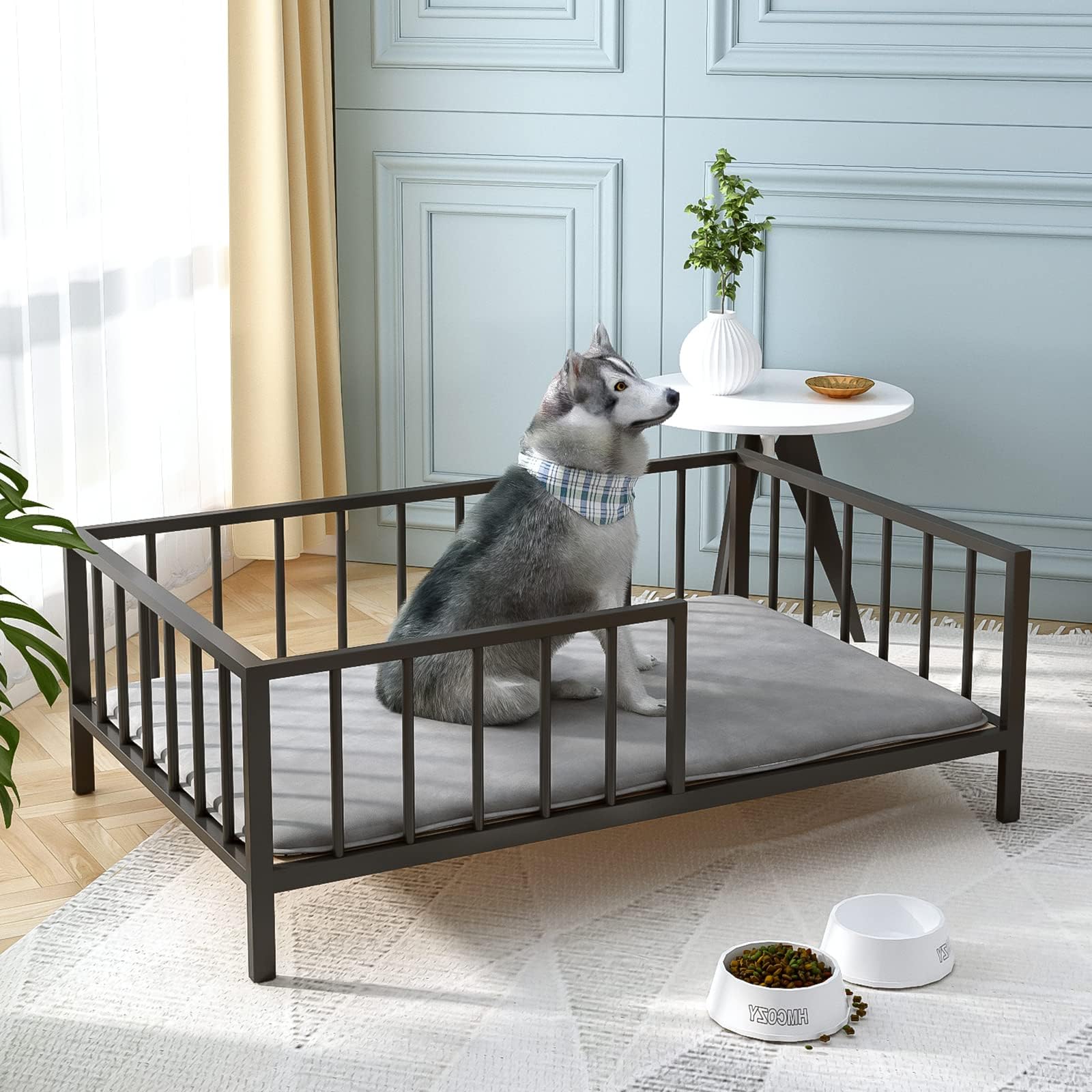 Pet Bed, Dog Bed with Metal Frame and Detached White