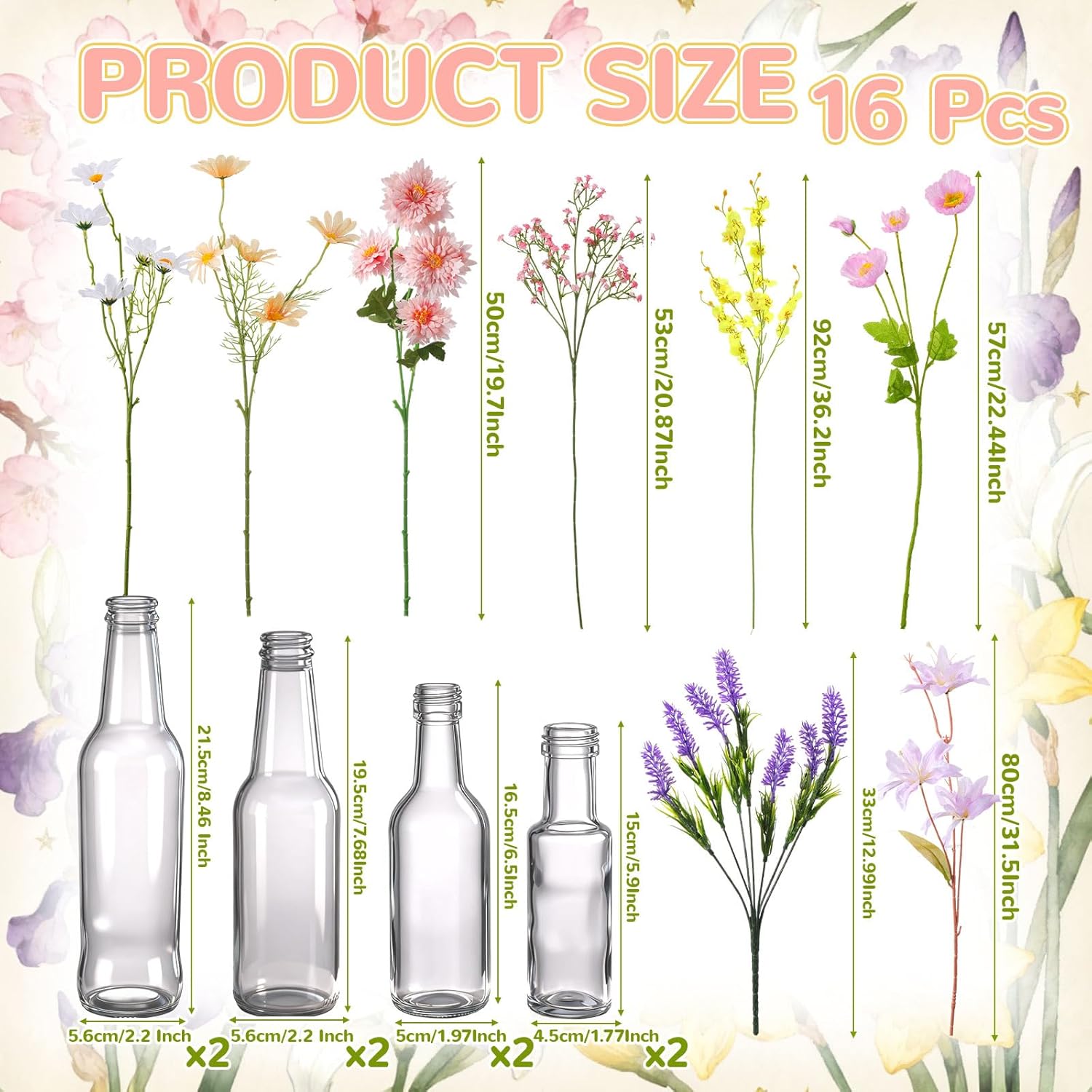 8 Sets Artificial Wildflowers Table Centerpiece with Vases Spring Summer Colorful Wildflower Centerpieces Silk Flower Arrangement for Wedding Baby Shower Table Centerpieces Party Decoration