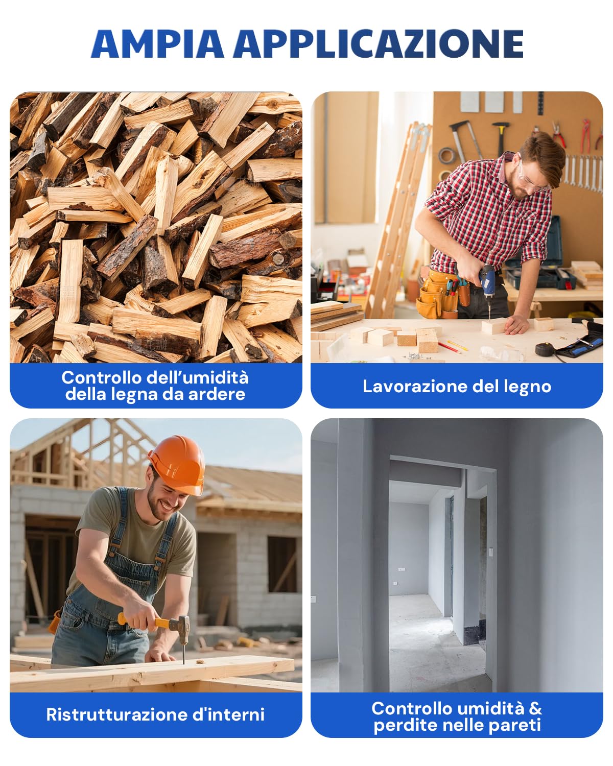 AWT-590 Misuratore di Umidità per Legno Senza Aghi Ricaricabile per Cartongesso, Muratura & Legno, con Allarme Regolabile, Registrazione Dati e Design Emisferico Metallico Unico
