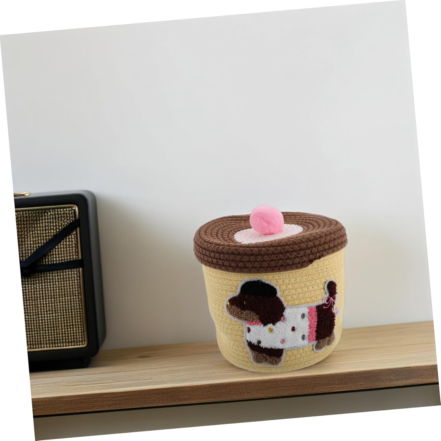 Cotton Rope Car Storage Basket Snack Toy Organizing Bin Decorative Lid for Home Nursery Pet Decorative Storage Baskets