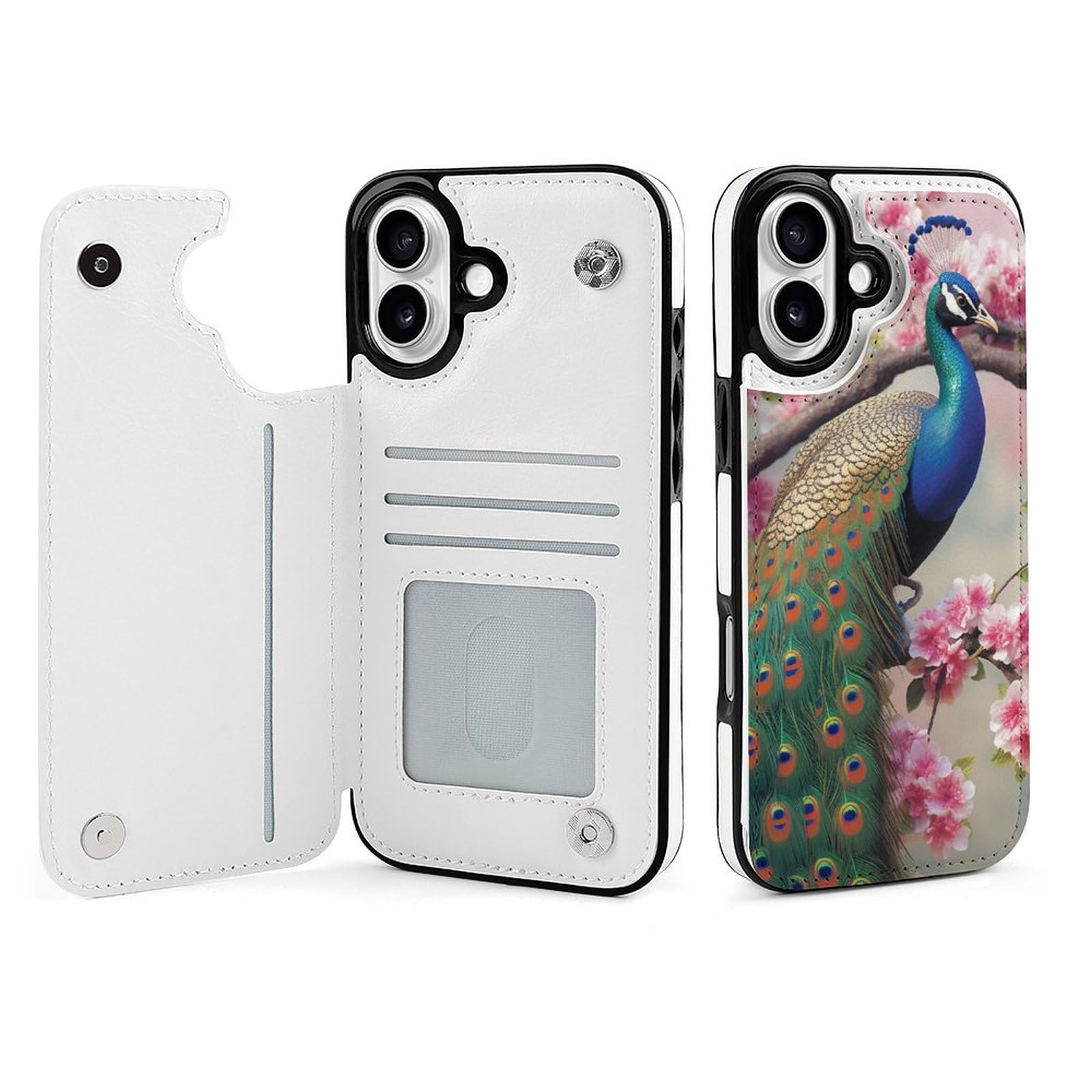 Étui en cuir iPhone 16 Plus premium à rabat arbre floral - 8