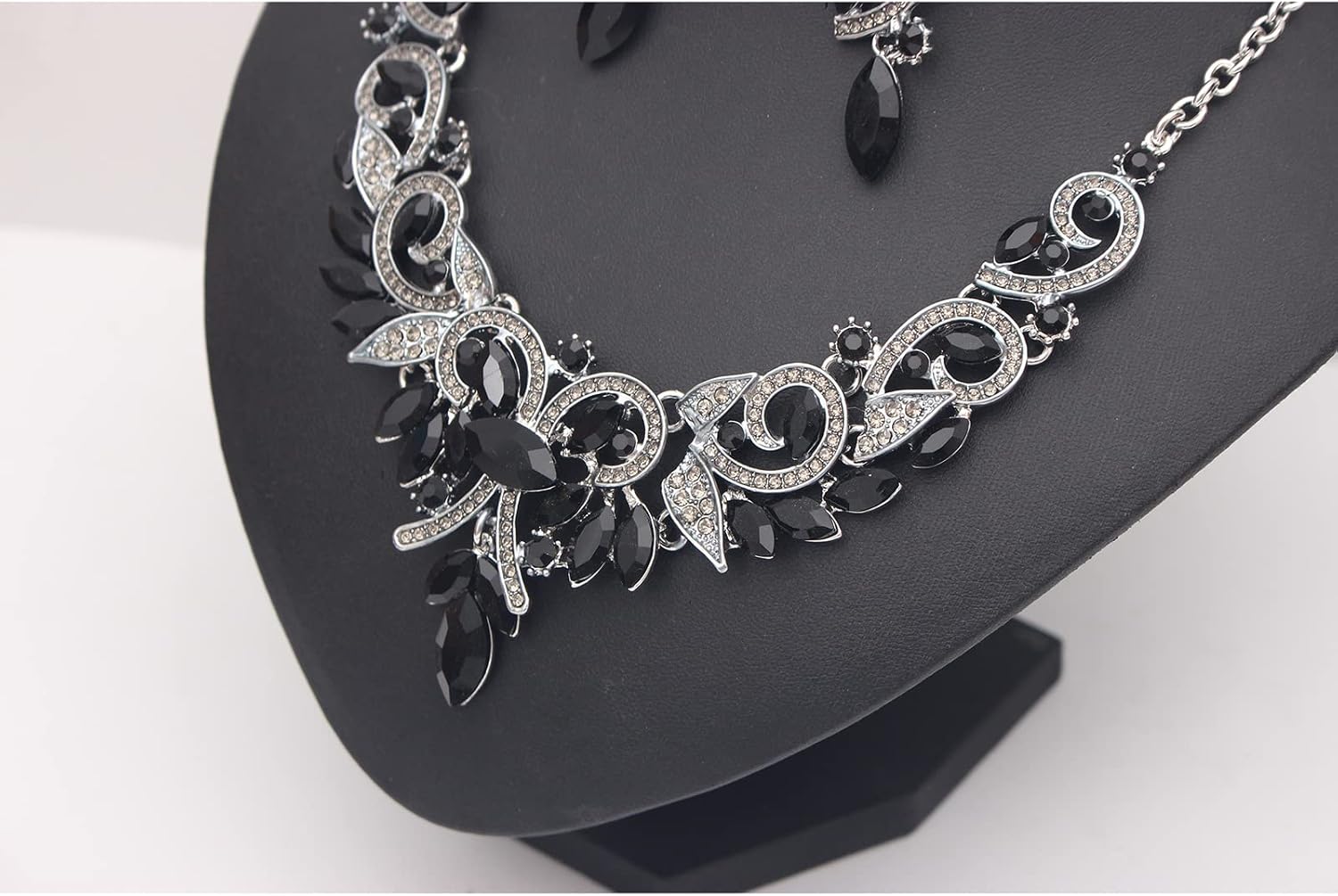 Wedding Bridal Prom Austrian Crystal Rhinestone Statement Necklace Earrings Bracelet Ring Wedding Party Costume Jewelry Sets for Brides Women