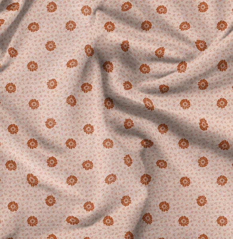 Soimoi Floral Print - Orange, Canvas Fabric Material - 56 Inch Wide, 1 Meter, Unstitched Fabric for Upholstery, Bags, Workwear and Outdoor Gear — image 1