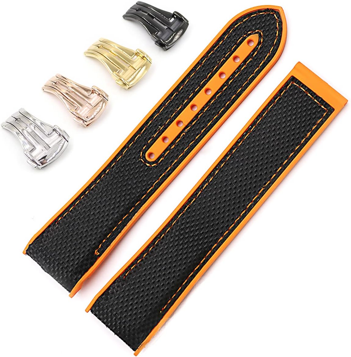 22mm Canvas Rubber Watch Band Straps For OMEGA Seamaster Planet Ocean 600M