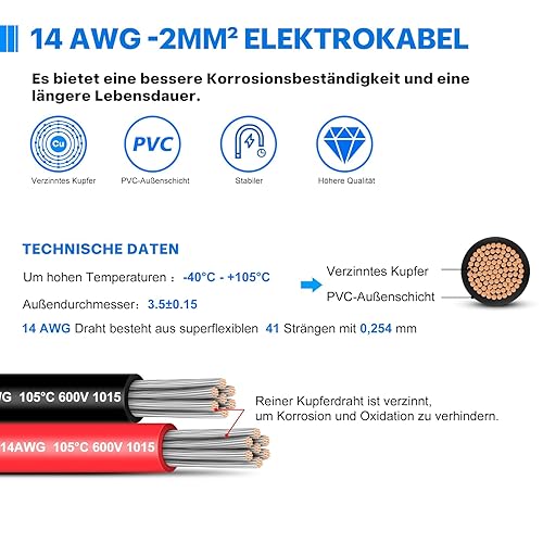 Vista 33 de Cable eléctrico de silicona calibre 22 Cable-HuLuWa 22 AWG Kit de cables de conexión de 6 colores (26.25 pies cada uno) alambre de cobre estañado