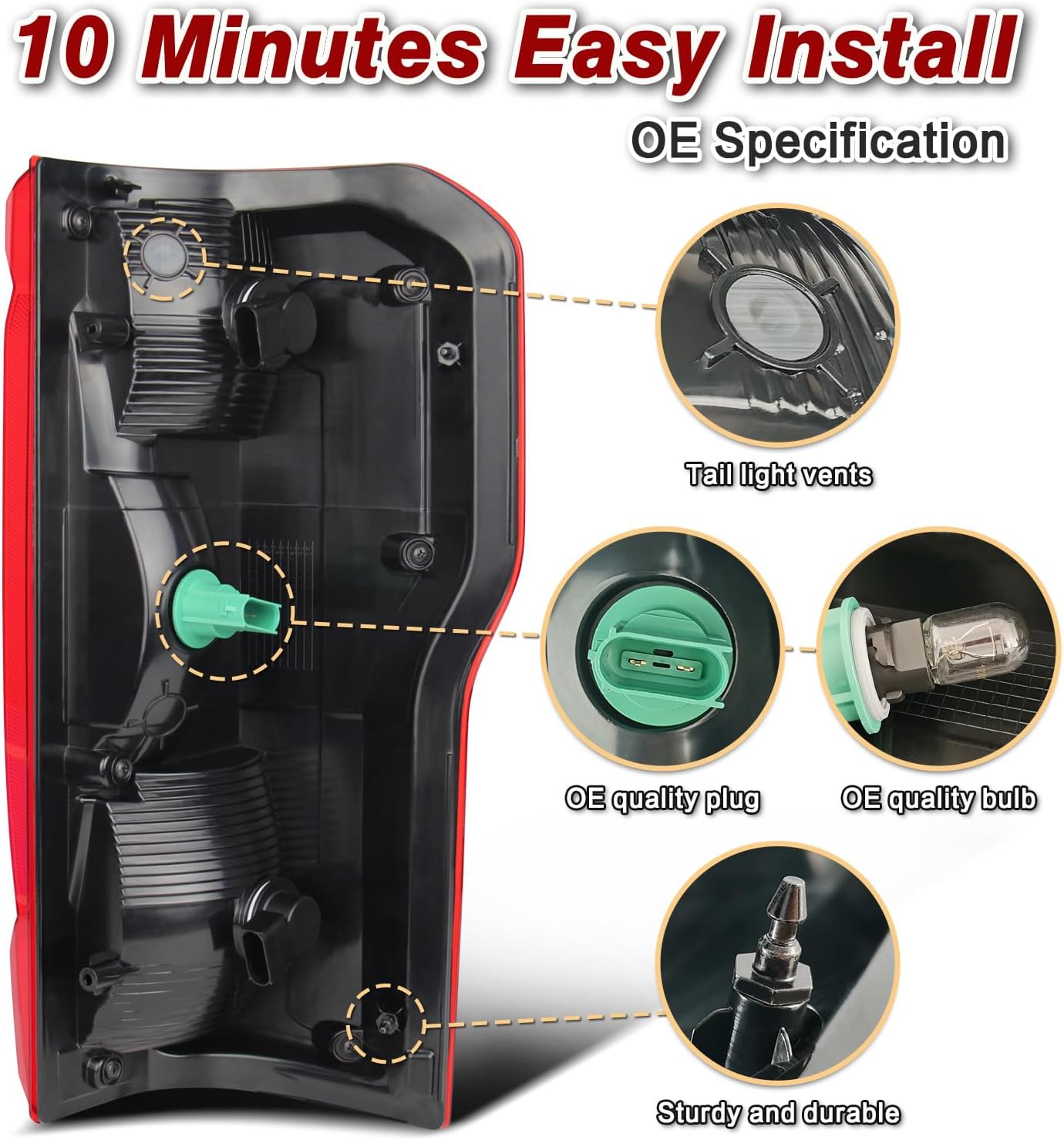 Tail Lights Compatible with 2023 2024 2025 Ford F250 F350 Super Duty Halogena Type Rear Light Accessories Rear Brake Lamp Signal Assembly OE:PC3Z13405D (Left Driver Side)