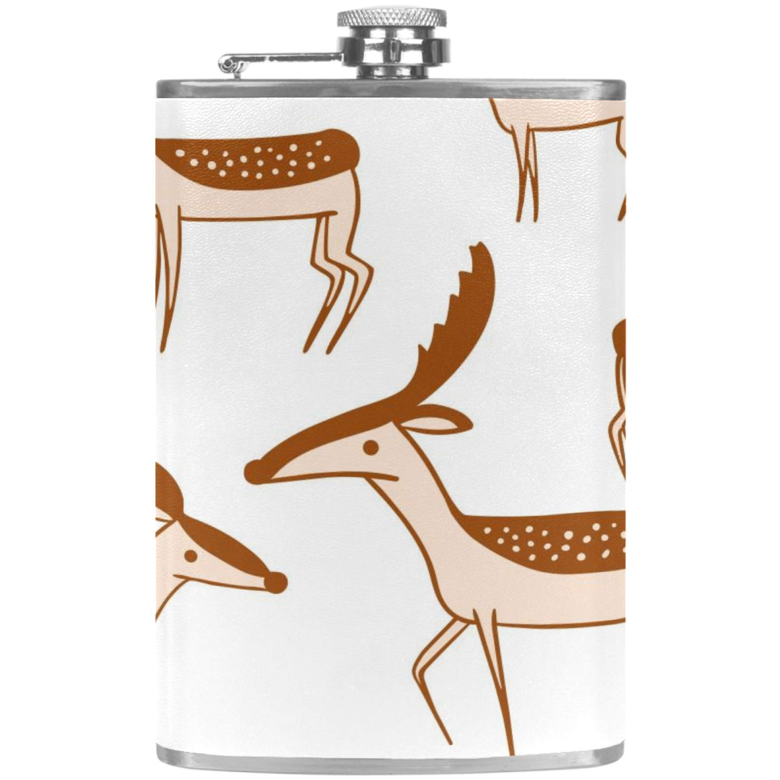 Flasque à whisky de poche en cuir marron cerf, bouteille de camping et pêche