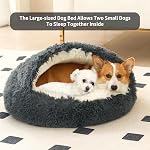 Lit pour chien rond en peluche à capuche, lit pour animaux de compagnie auto-chauffant, donut anti-anxiété, lit moelleux pour chiots et chatons