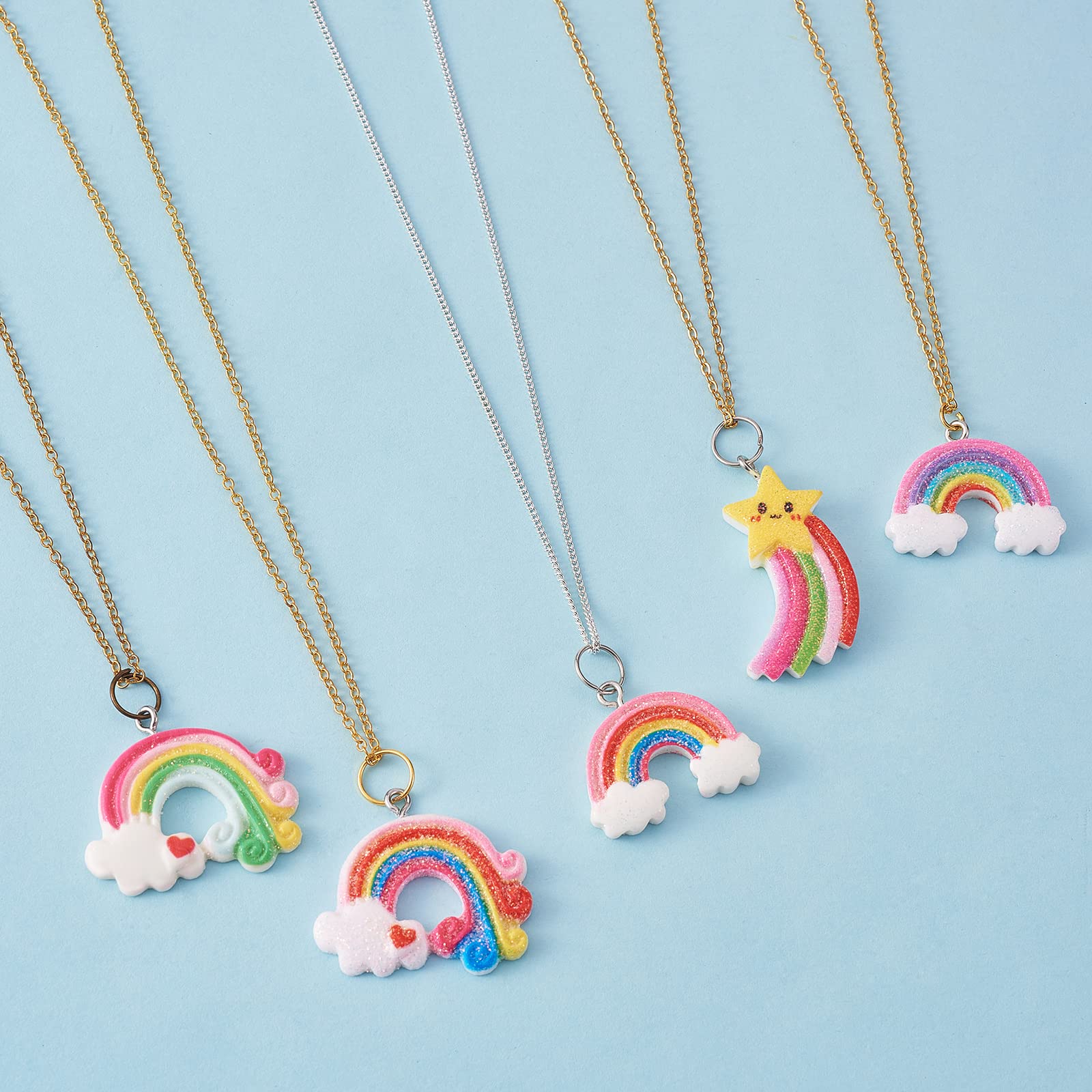 36 ciondoli arcobaleno a forma di nuvola arcobaleno in resina a forma mista per gioielli, collane, orecchini e artigianato