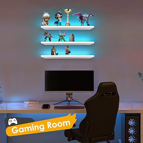 Miniatura 6 de 3 paquetes de luces para estante, mejora las luces de tira LED de 20 pulgadas operadas por batería con control remoto, cambio de color con