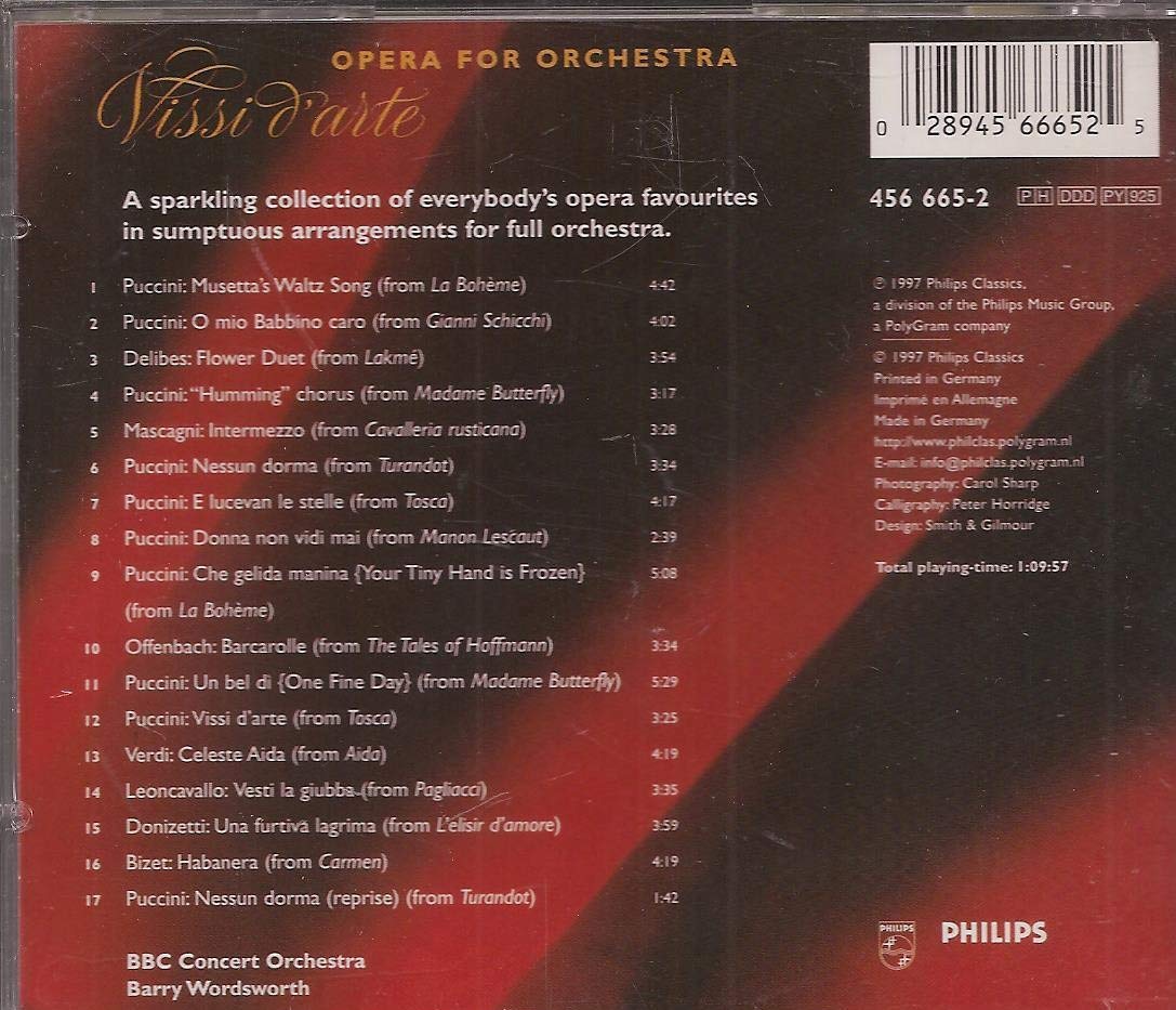 Vissi D Arte: Opera For Orch [Audio CD] Wordsworth, B-BBC Concert Orch