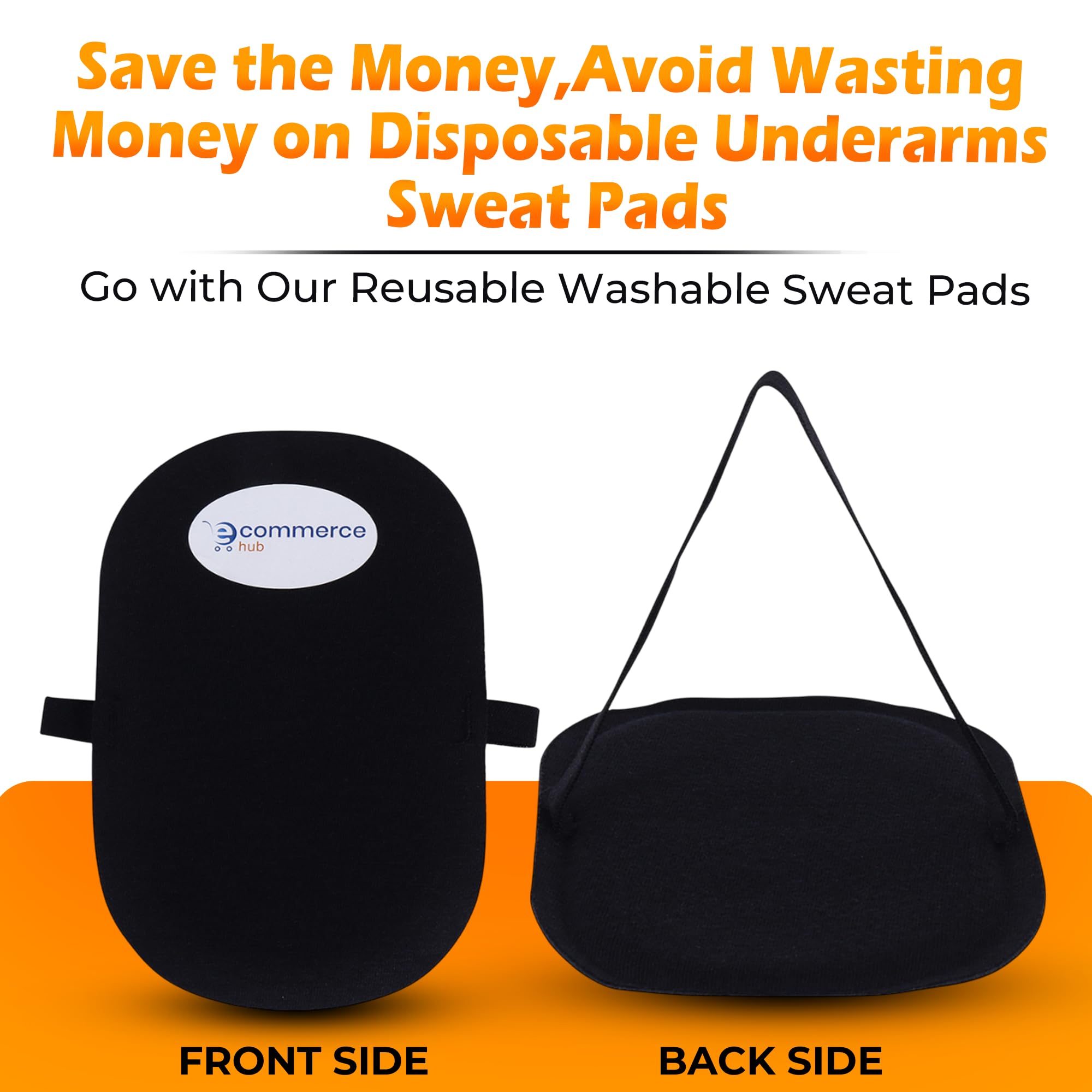 EcommerceHub Reusable Washable Underarms Sweat Pads, Breathable, Odor-blocking,Anti-stain, Long-lasting Sweat Protectors Underarm Pads, 3 Pair (Black,Brown,White) 4