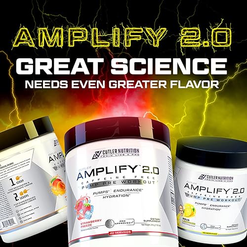 Vista 3 de Cutler Nutrition Amplify Pump Pre Entrenamiento Sin Cafeína Óxido Nítrico Booster que contiene arginina y citrulina pre-entrenamiento para bombas