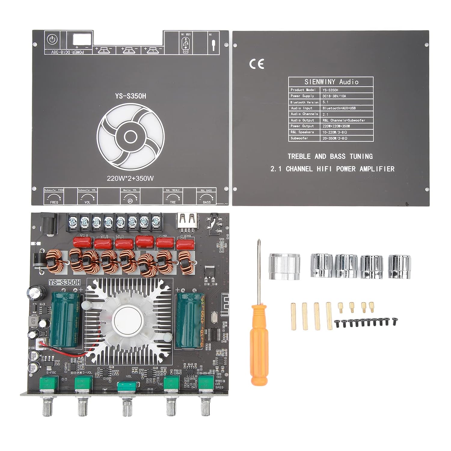 Scheda Amplificatore XY-S350H – 220Wx2 + 350W, TPA3251D2, 2.1 Canali, Controllo App