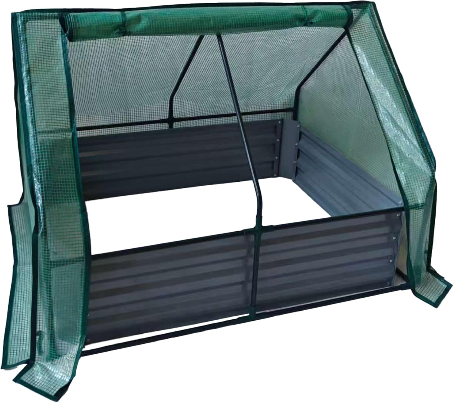 Relaxdays Raised Bed with Greenhouse, for Flowers, Plants and Vegetables, H x W x D: 92 x 125 x 95 cm, Garden Plant Bed, Light Grey