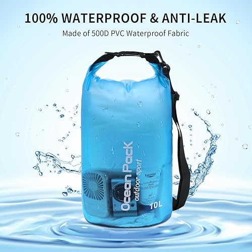 Miniatura 2 de Bolsa seca impermeable para mujeres y hombres, bolsa de almacenamiento ligera y seca de 10 L15 L, saco flotante con funda impermeable para teléfono,