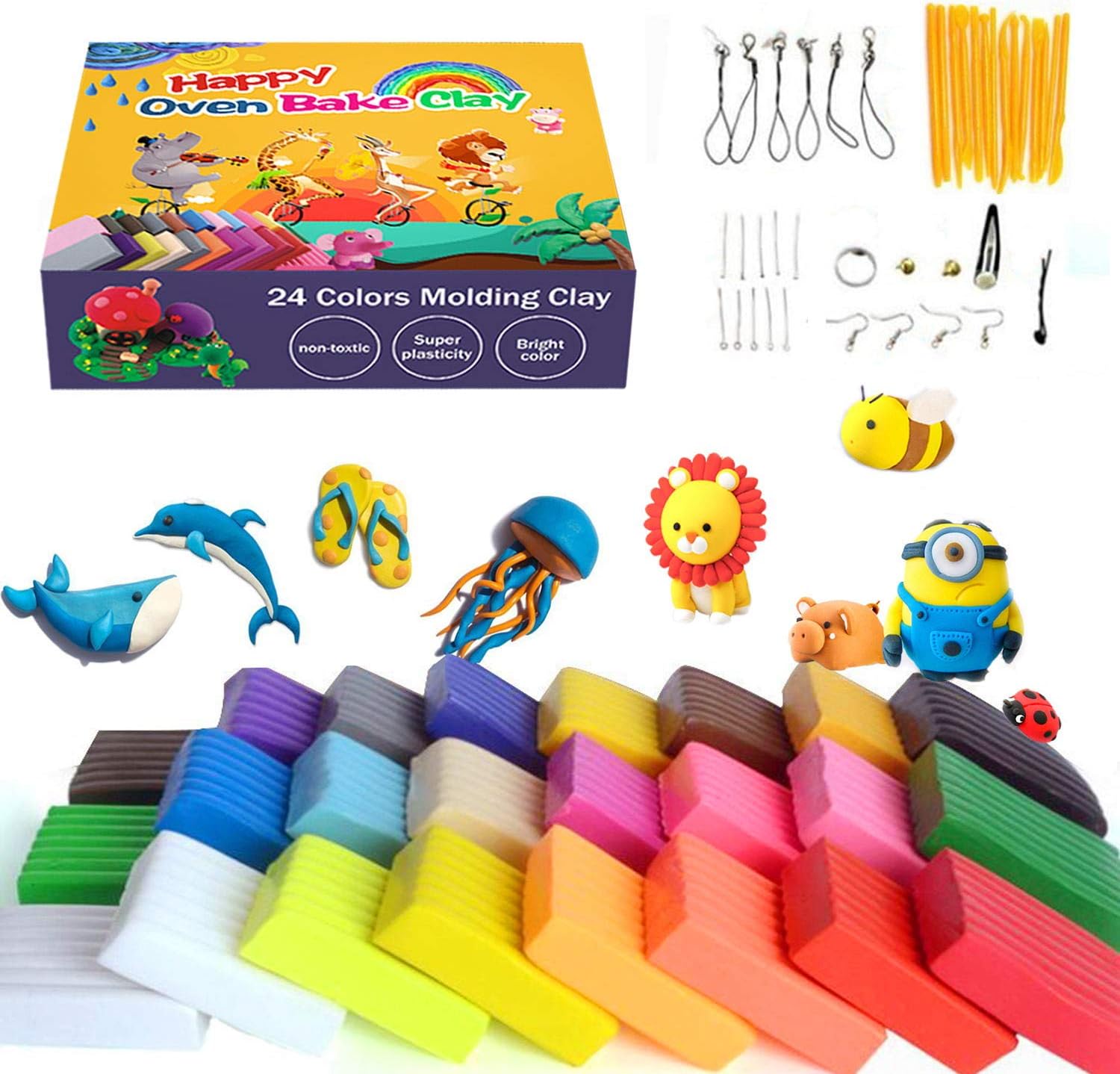 Rubikliss Polymer Clay Set- 24 Color DIY Modeling Clay oven bake for kids Craft Clay Kit with Modeling Tool Set Soft Toy Best gift for Children