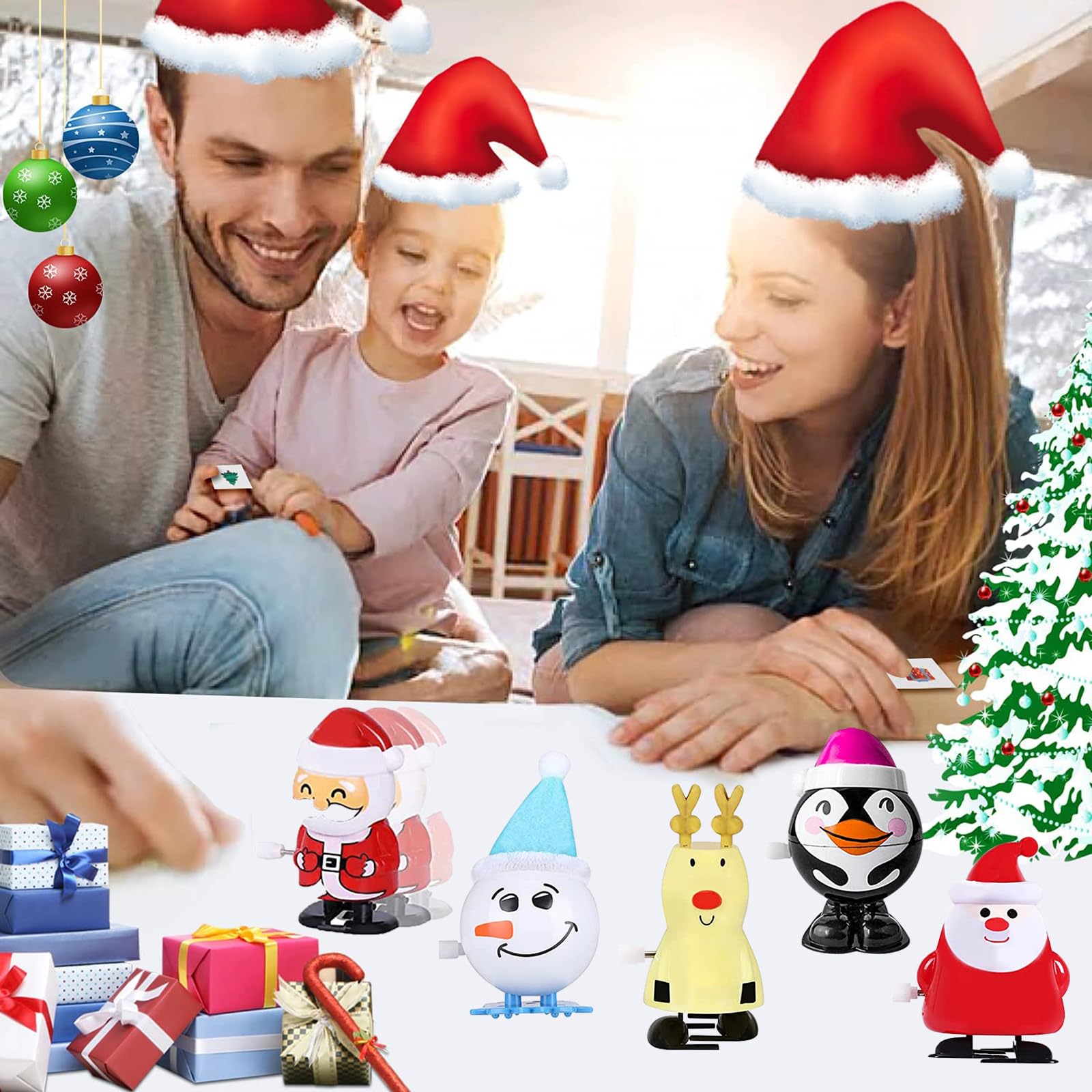12 Jouets à Remonter De Noël Aurasky - Père Noël, Rennes Et Pingouins Amusants Pour Décorations Et Cadeaux