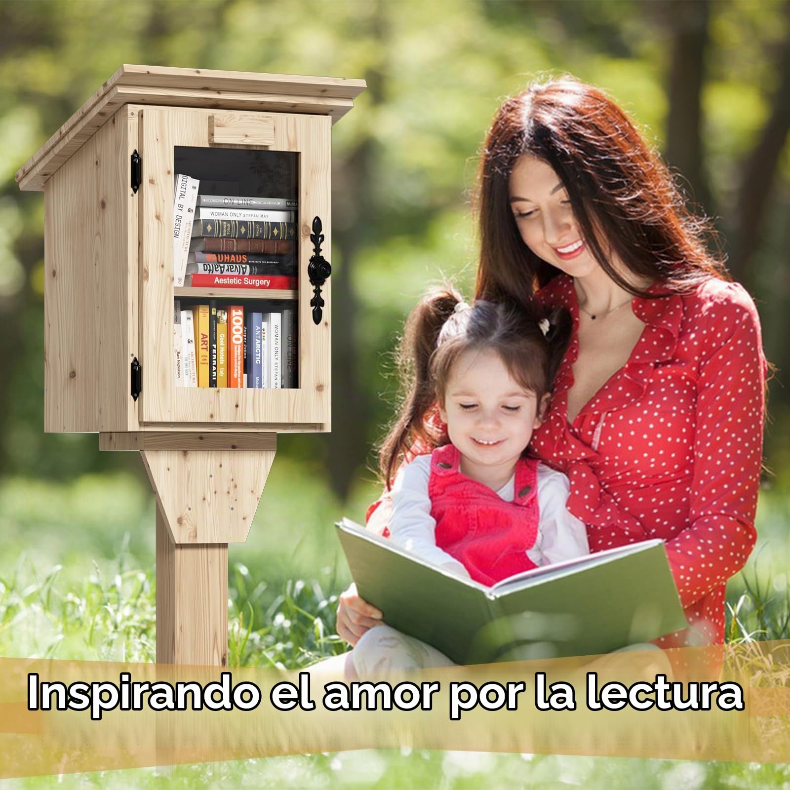 MSFE Librería Infantil con Forma de Casa,Pequeña Caja de Biblioteca Exterior de Doble Capa,Pequeña Caja de Biblioteca Gratuita Impermeable,Kit de Bricolaje para Estante Colgante para Compartir Libros
