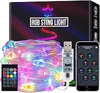 Vista 13 de SEZO Guirnalda de luces de Navidad de 16.4 pies, 50 LED, 12 V, WS2812B, IC, direccionable, persecución, impermeable, cambio de color, luces