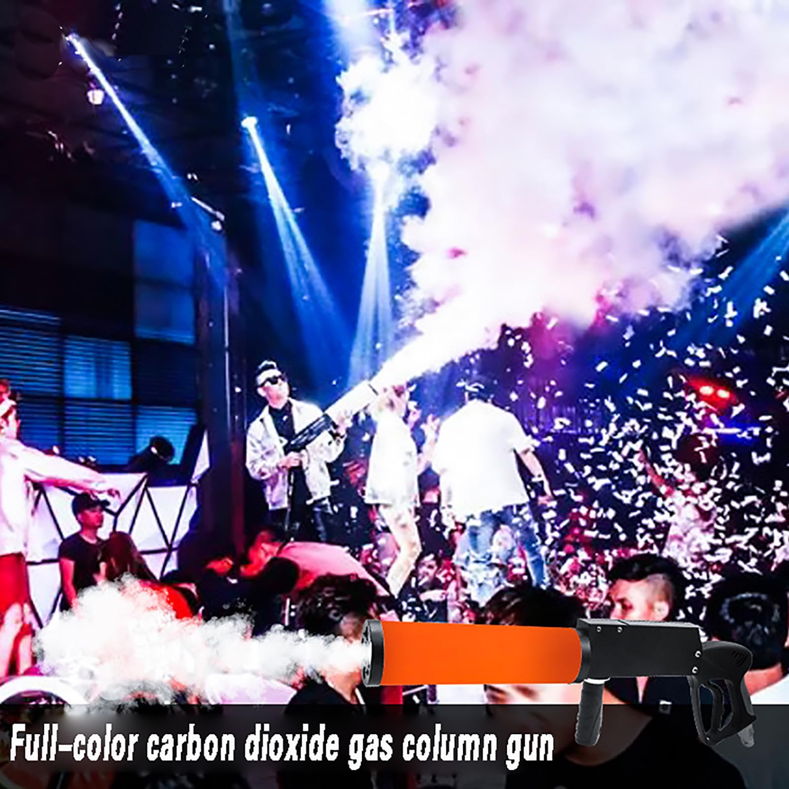 Macchina per la nebbia CO2 palmare con tubo flessibile da 3 m per palcoscenico DJ, feste, matrimoni, festival musicali, luci RGB Cannon attrezzatura per effetti scenici