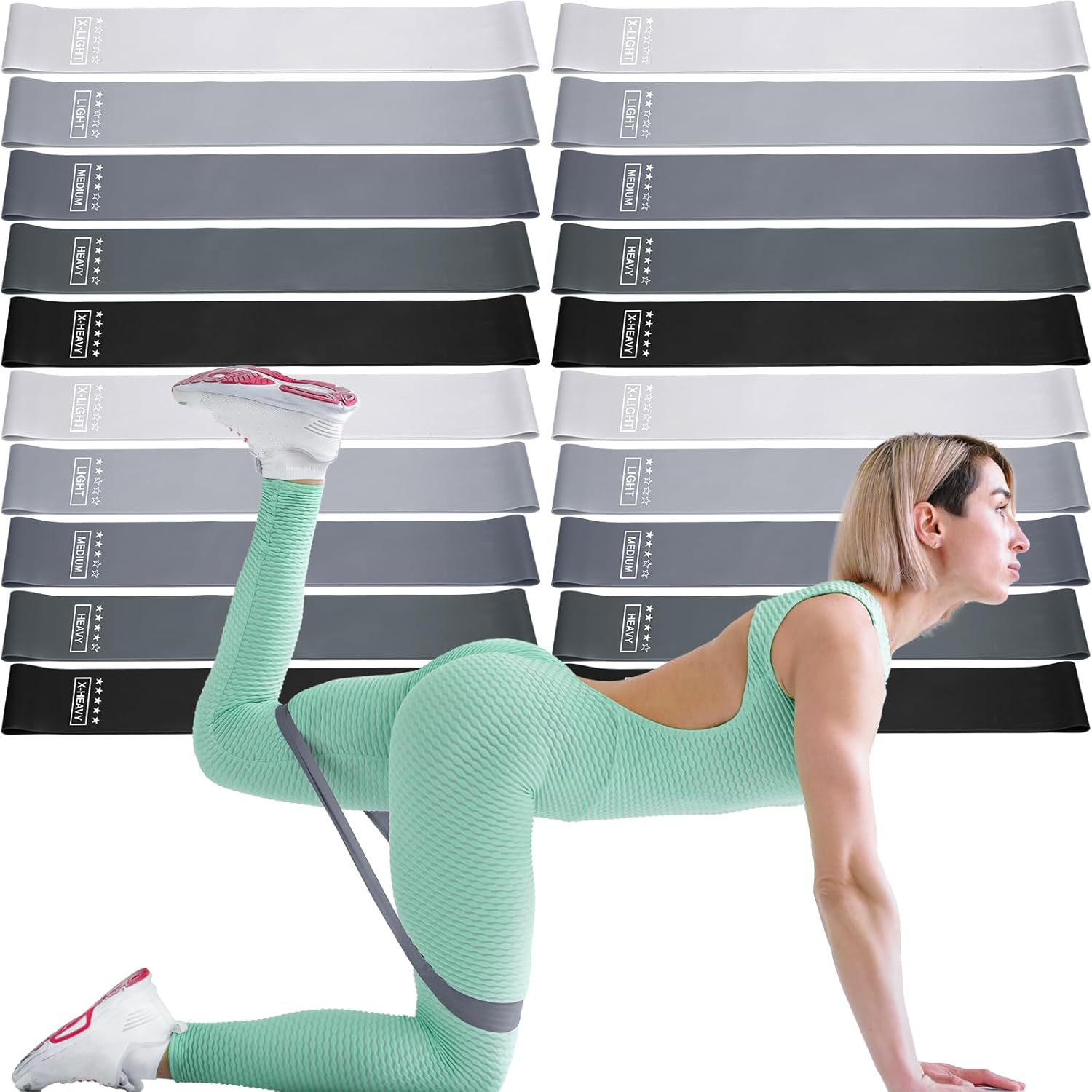 Deekin 20 Pcs Resistance Bands for Women Men 10-115 Lbs 5 Different Resistance Levels Loop Exercise Bands for