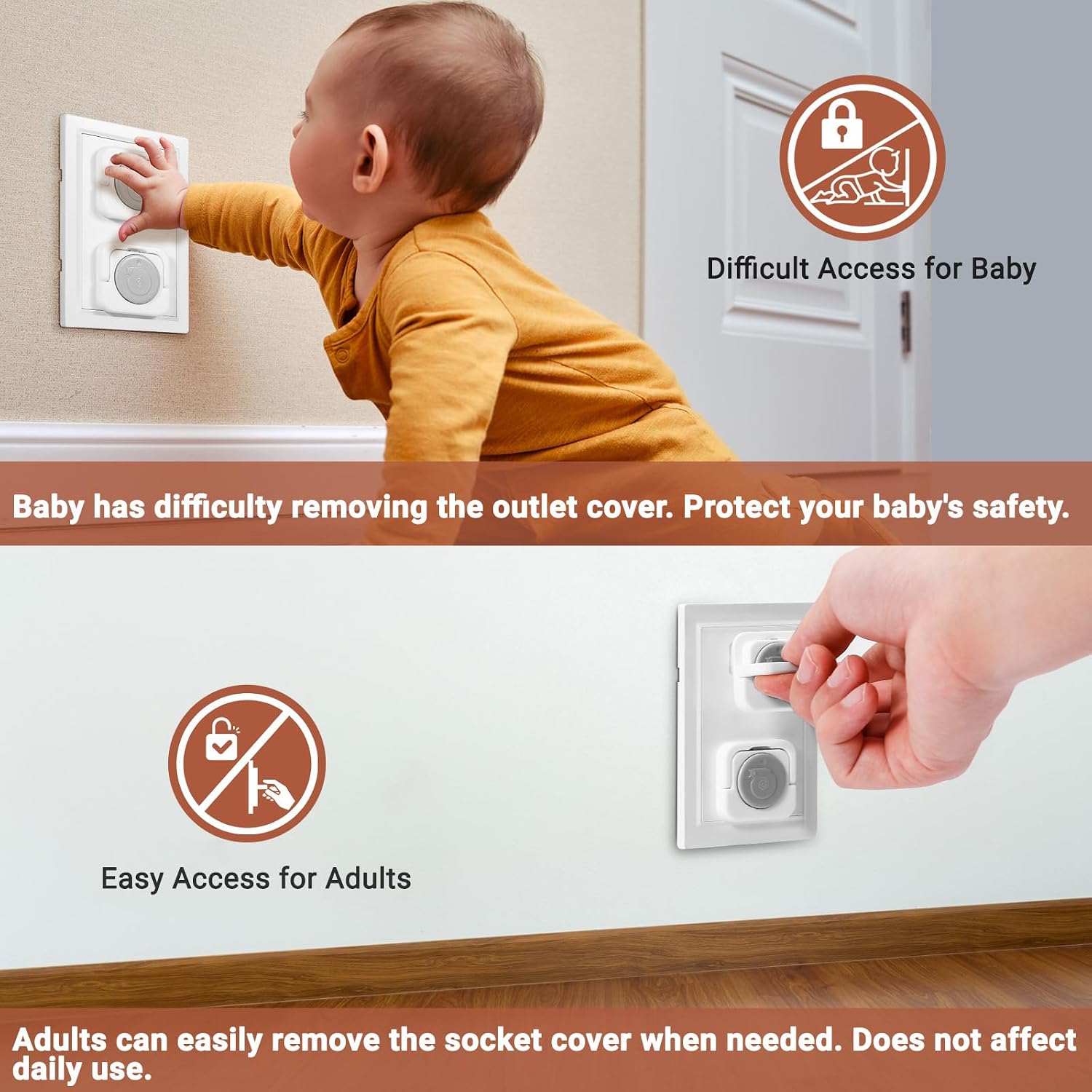 Outlet Covers Baby Proofing, 40 Pack Child Proof Plug Socket Covers Electric Plug Protectors Safety Caps to Prevent Power Shock, for US 3-Prong, Gray image 5