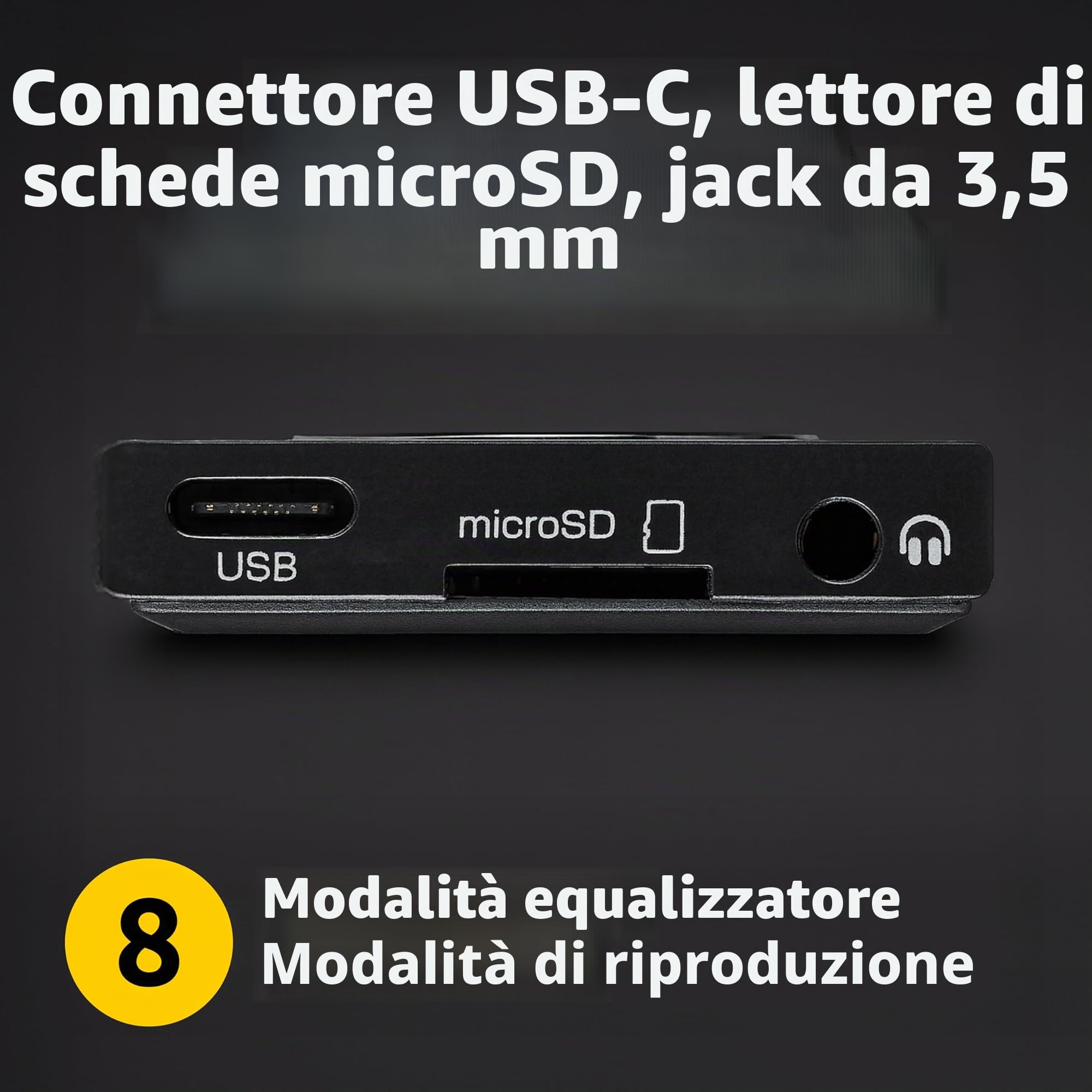 Intenso Lettore video BT MP3 con Bluetooth 5.0, display a colori da 1,8 pollici, microSD, USB C, batteria fino a 18 ore, con cuffie, nero