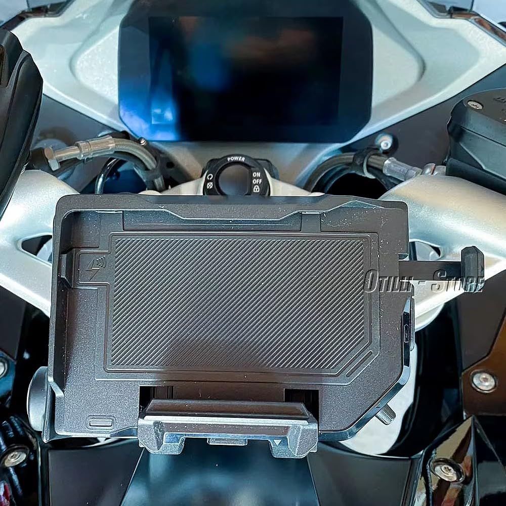 Nuovo supporto per telefono per moto Caricabatterie wireless USB Ricarica rapida per BMW R1200GS R1250GS Adventure R1300GS F750GS F850GS R1250R (Linea nera)