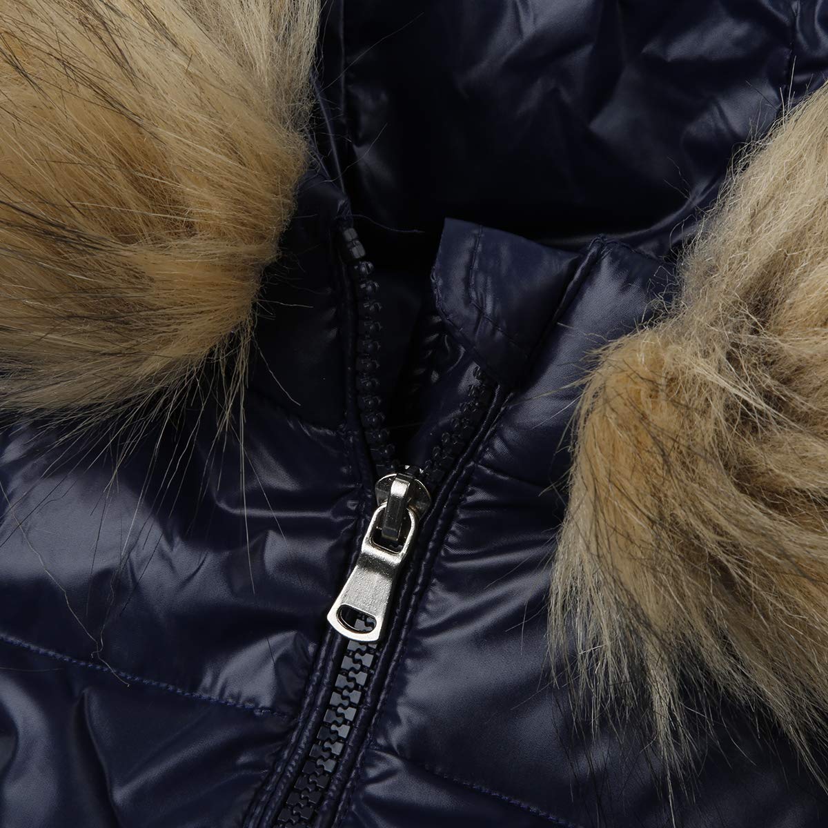Baby Boys Girls Snowsuit Toddler Winter Hooded Artificial Fur Down Jacket Coat Ski Bib Pants