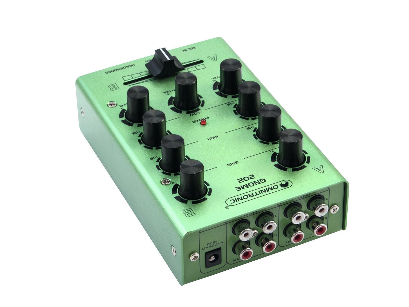 OMNITRONIC GNOME-202 Mini-Mixer grün | 2-Kanal-DJ-Mixer im Miniaturformat | Extrem leichter und kompakter DJ-Mixer | Metallgehäuse
