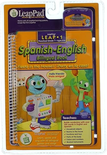 Libro LeapPad de primer grado - Fiesta in the House Libro y cartucho bilingüe español-inglés que son solo para el sistema de aprendizaje original