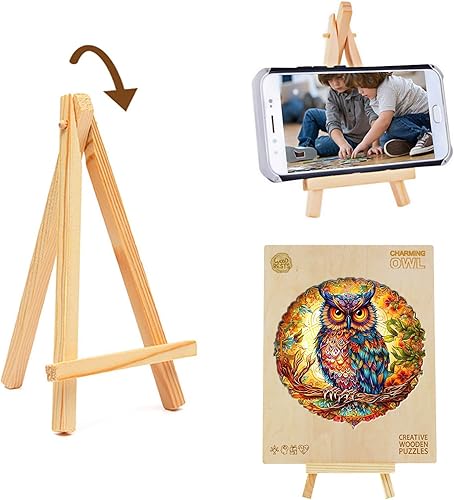 Miniatura 4 de KAAYEE Rompecabezas de madera, encantador rompecabezas de búho, 14.2 x 14.2 pulgadas, 300 piezas, rompecabezas de forma única de animales, regalo