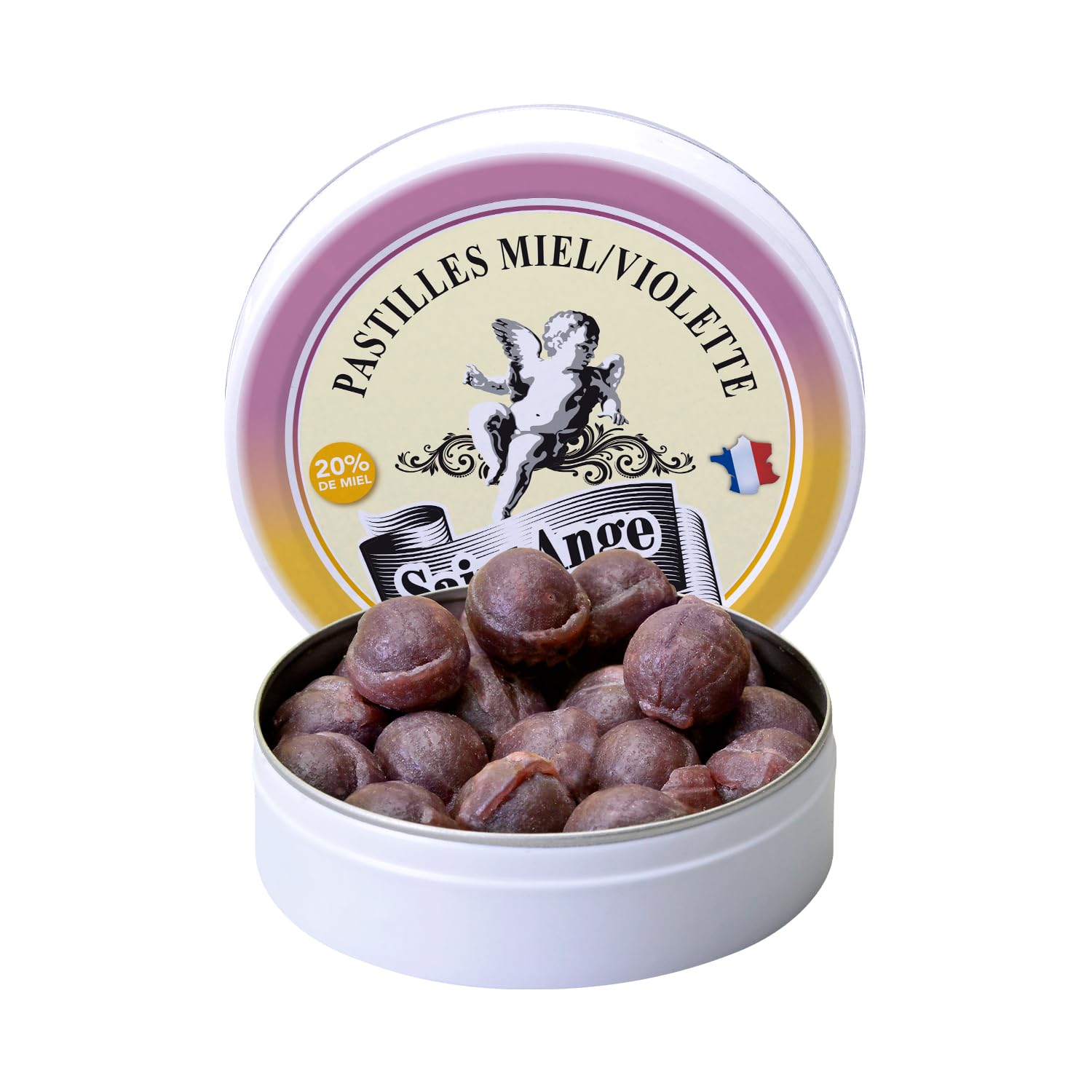 Lot de 10 boites Miel Violette Pastilles Saint-Ange Bonbons Traditionnels 100% Français Miel Violette