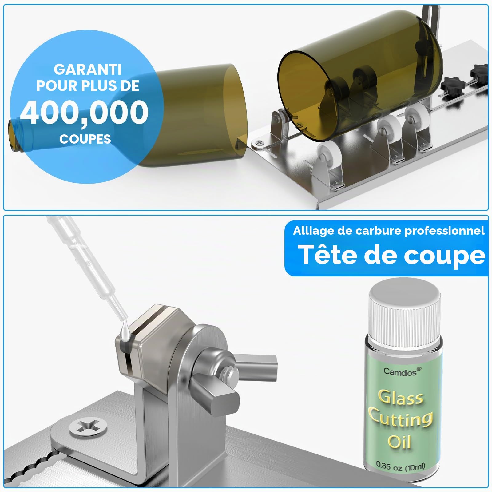 Coupe-bouteille en verre avec huile
