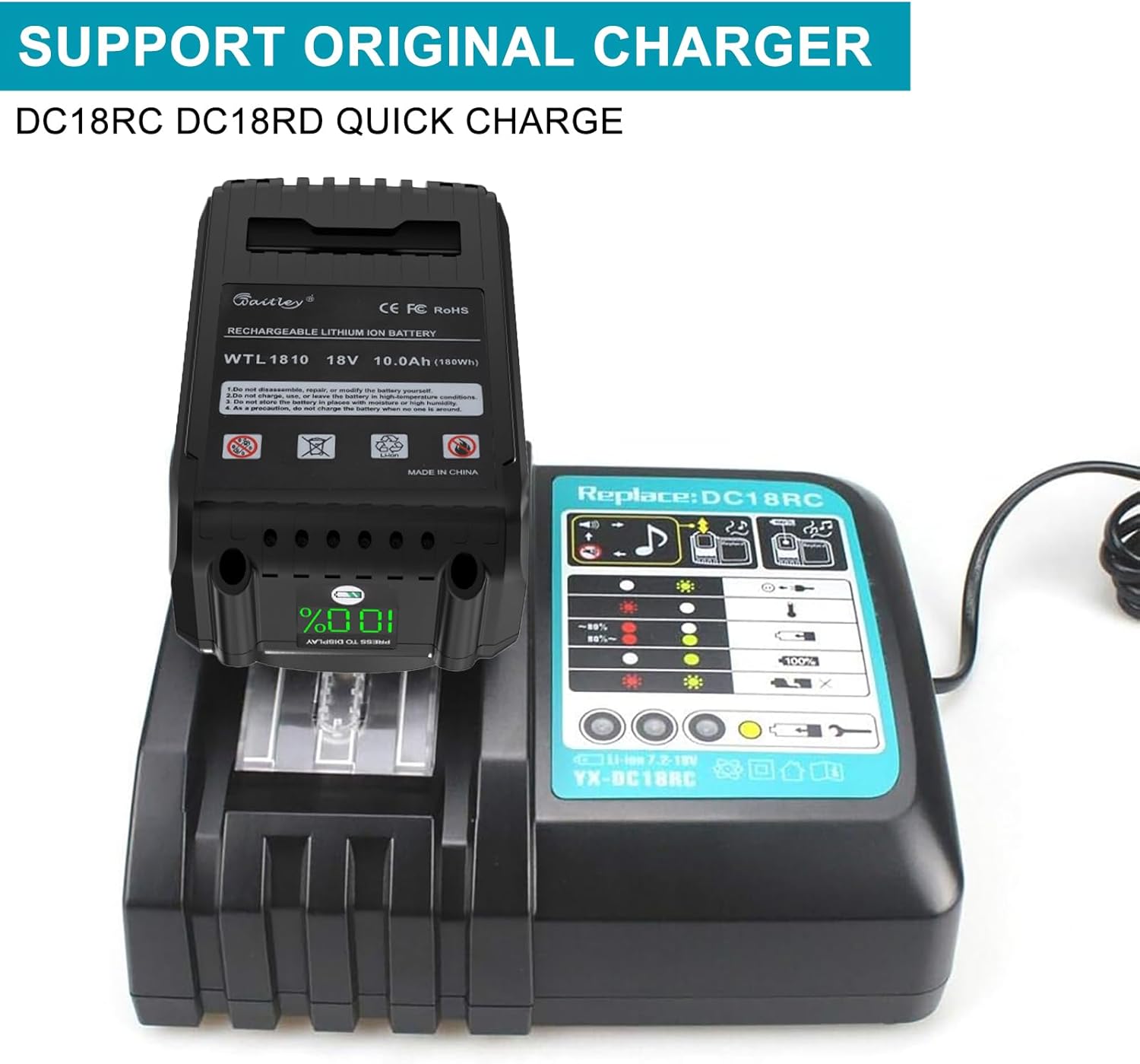 Upgrade 2 Packs 10Ah 18V Replacement for Makita 18V Battery Compatible with 18Volt Makita Batteries Power Tools with LED Indicator - Image 6